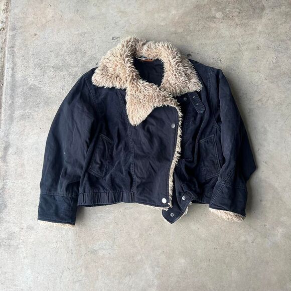 Free People Black Coat / Jacket Fur Womens size S Croppedt - Picture 1 of 2